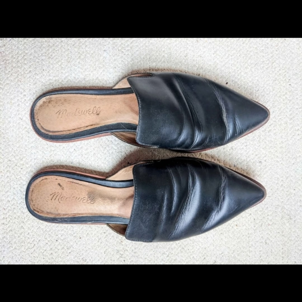 Madewell Black Leather Pointed Mules